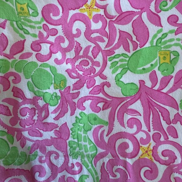 LILLY PULITZER Sea Creatures Dress Girls 3-6 Months Infant Girl Pink Green Crabs - Picture 9 of 9